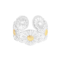 Daisy Flowers 925 Sterling Silver Adjustable Ring