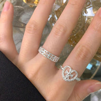 Graduation Hollow Heart Adjustable 925 Sterling Silver Ring