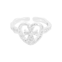 Graduation Hollow Heart Adjustable 925 Sterling Silver Ring