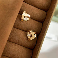 Hollow 3D Weave Heart Crystal Stud Earrings, 925 Sterling Silver