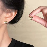 Hollow 3D Weave Heart Crystal Stud Earrings, 925 Sterling Silver