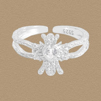 Irregular Heart Crystal Adjustable Ring, 925 Sterling Silver