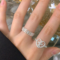 Men's Geometry Square Hollow Magic Wand Sterling Silver Adjustable Ring