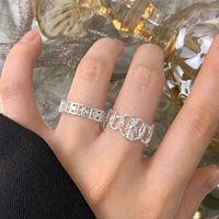 Men's Geometry Square Hollow Magic Wand Sterling Silver Adjustable Ring