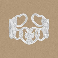 Hollow Crown Heart Adjustable 925 Sterling Silver Ring