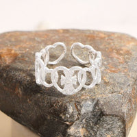Hollow Crown Heart Adjustable 925 Sterling Silver Ring