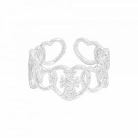 Hollow Crown Heart Adjustable 925 Sterling Silver Ring