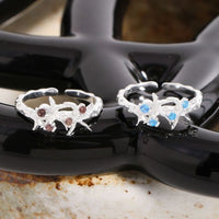 Irregular Starfish Crystal Adjustable Ring in Sterling Silver