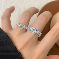 Irregular Starfish Crystal Adjustable Ring in Sterling Silver