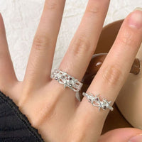 Irregular Starfish Crystal Adjustable Ring in Sterling Silver