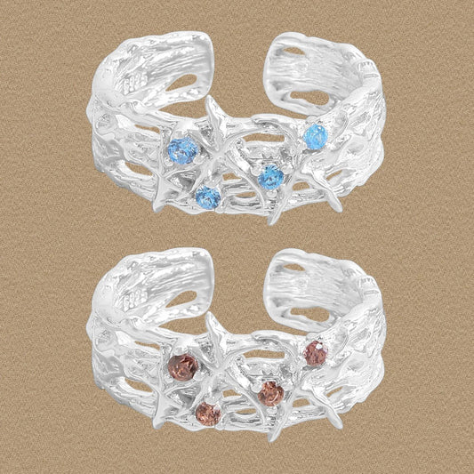 Double Layer CZ Starfish Adjustable Ring