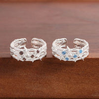 Double Layer Crystal Starfish Adjustable Ring