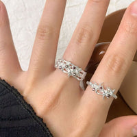 Double Layer Crystal Starfish Adjustable Ring