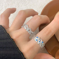 Double Layer Crystal Starfish Adjustable Ring