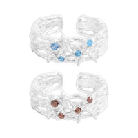 Double Layer Crystal Starfish Adjustable Ring