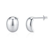 Elegant Geometric Oval .925 Sterling Silver Stud Earrings