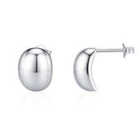 Elegant Geometric Oval .925 Sterling Silver Stud Earrings