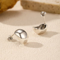 Elegant Geometric Oval .925 Sterling Silver Stud Earrings