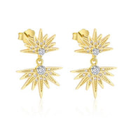Sunshine Crystal Necklace and Stud Earrings, 18K Yellow Gold, 925 Sterling Silver