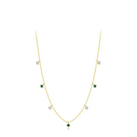 Sterling Silver Green Round Small Pendant Necklace