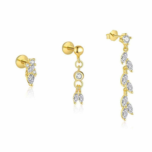 Waterdrop CZ Tassel 925 Sterling Silver Earring (Single)