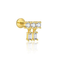 Geometry Baguette Crystal Sterling Silver Single Stud