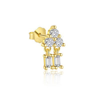 Geometry Baguette Crystal Sterling Silver Single Stud