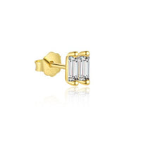 Geometry Baguette Crystal Sterling Silver Single Stud