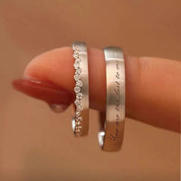 Engraved Couple Ring Set, .925 Sterling Silver