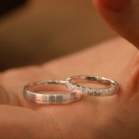 Engraved Couple Ring Set, .925 Sterling Silver