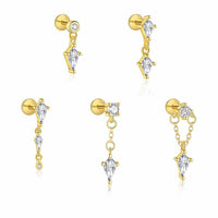 Rhombus Crystal Dangling Earring (Single)