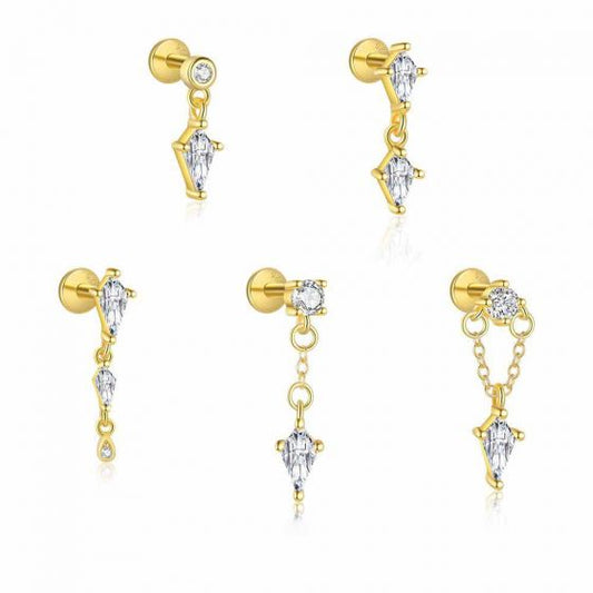 Rhombus CZ Dangling Earring (Single)