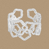 Irregular Twisted Geometry Sterling Silver Adjustable Ring