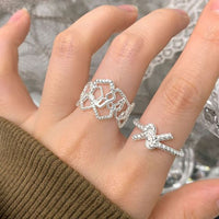 Irregular Twisted Geometry Sterling Silver Adjustable Ring