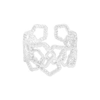 Irregular Twisted Geometry Sterling Silver Adjustable Ring
