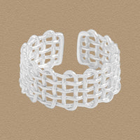 Holiday Hollow Irregular Weave Adjustable Sterling Silver Ring