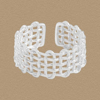 Holiday Hollow Irregular Weave Adjustable Sterling Silver Ring