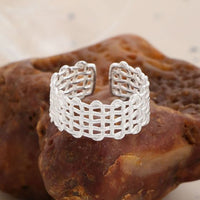 Holiday Hollow Irregular Weave Adjustable Sterling Silver Ring