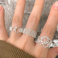 Holiday Hollow Irregular Weave Adjustable Sterling Silver Ring