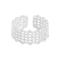 Holiday Hollow Irregular Weave Adjustable Sterling Silver Ring