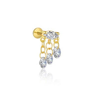 Geometry Round Rhombus Crystal Tassel Earring (Single)