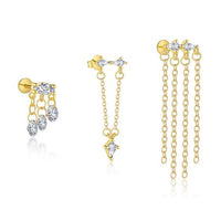 Geometry Round Rhombus Crystal Tassel Earring (Single)
