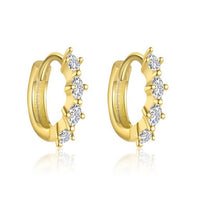 Shining Oval Crystal 925 Sterling Silver Hoop Earrings
