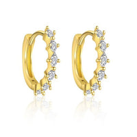 Shining Oval Crystal 925 Sterling Silver Hoop Earrings