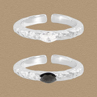 Oval Crystal Adjustable Sterling Silver Ring