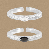 Oval Crystal Adjustable Sterling Silver Ring