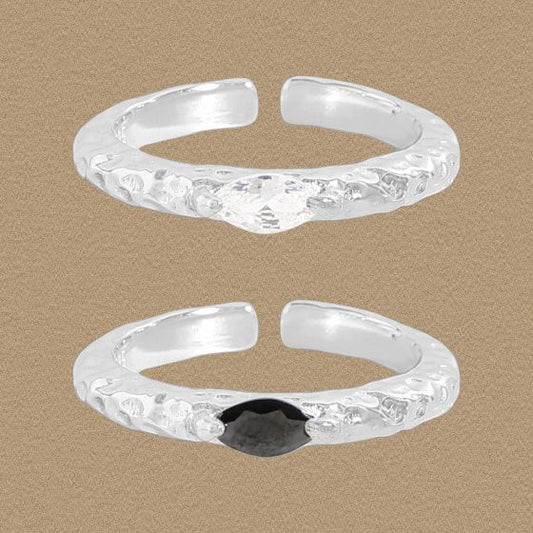 Oval CZ Adjustable Sterling Silver Ring