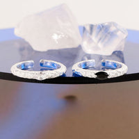 Oval Crystal Adjustable Sterling Silver Ring
