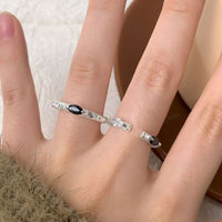 Oval Crystal Adjustable Sterling Silver Ring