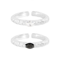 Oval Crystal Adjustable Sterling Silver Ring